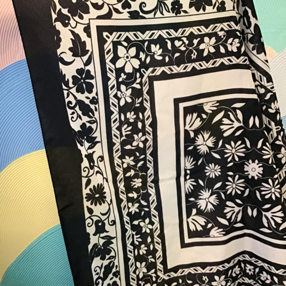 Made in Italy floral black & white scarf