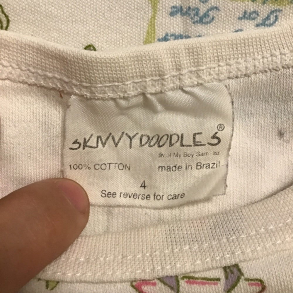 Kids Skivvy Doodles 100% cotton size 4 Pajamas