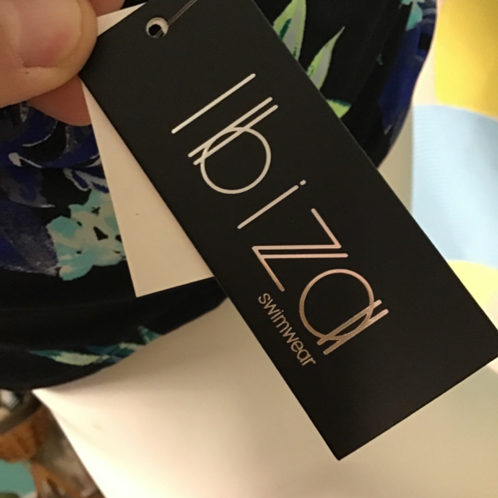 NWT IBIZA swimware black floral Top size 3X