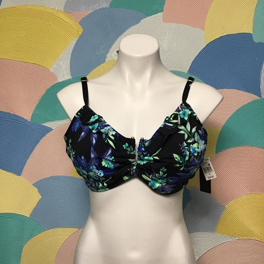 NWT IBIZA swimware black floral Top size 3X