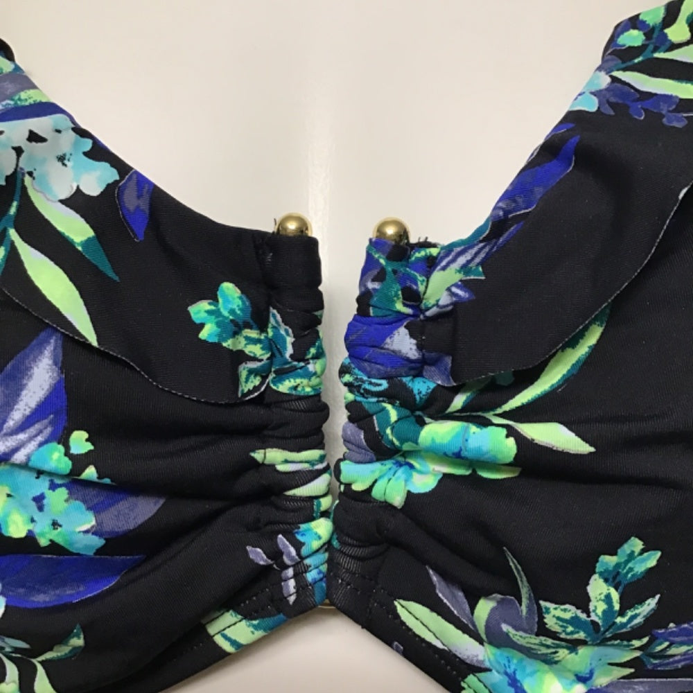 NWT IBIZA swimware black floral Top size 3X