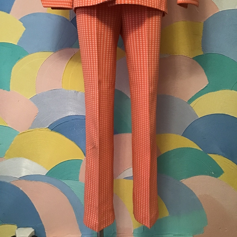Vintage Int ladies Garment 2 piece blazer and pants orange and white