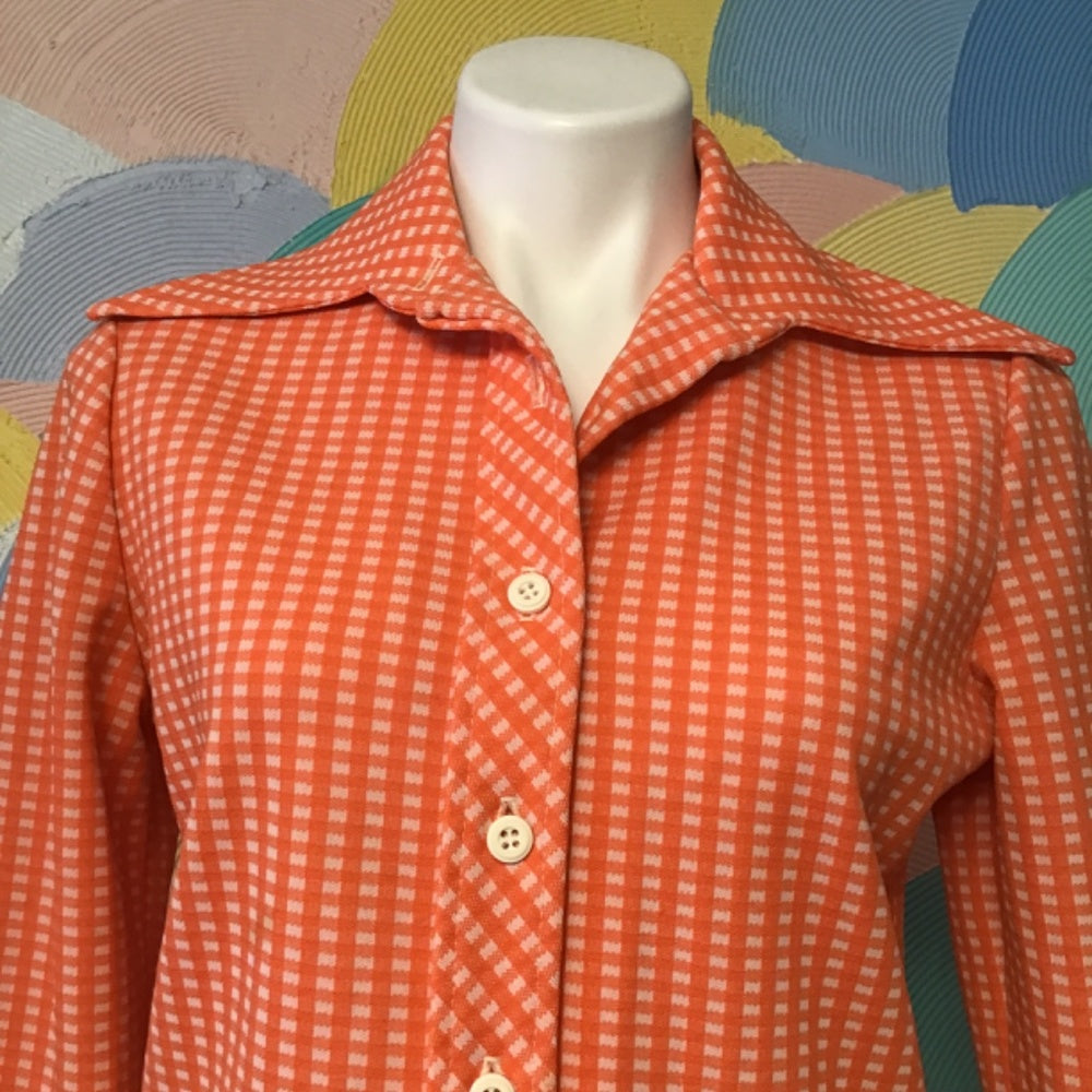 Vintage Int ladies Garment 2 piece blazer and pants orange and white