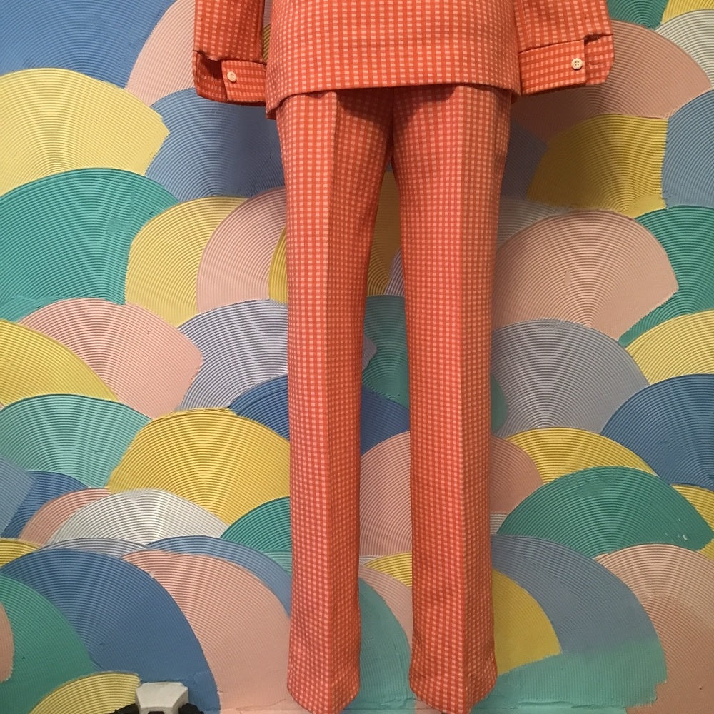 Vintage Int ladies Garment 2 piece blazer and pants orange and white