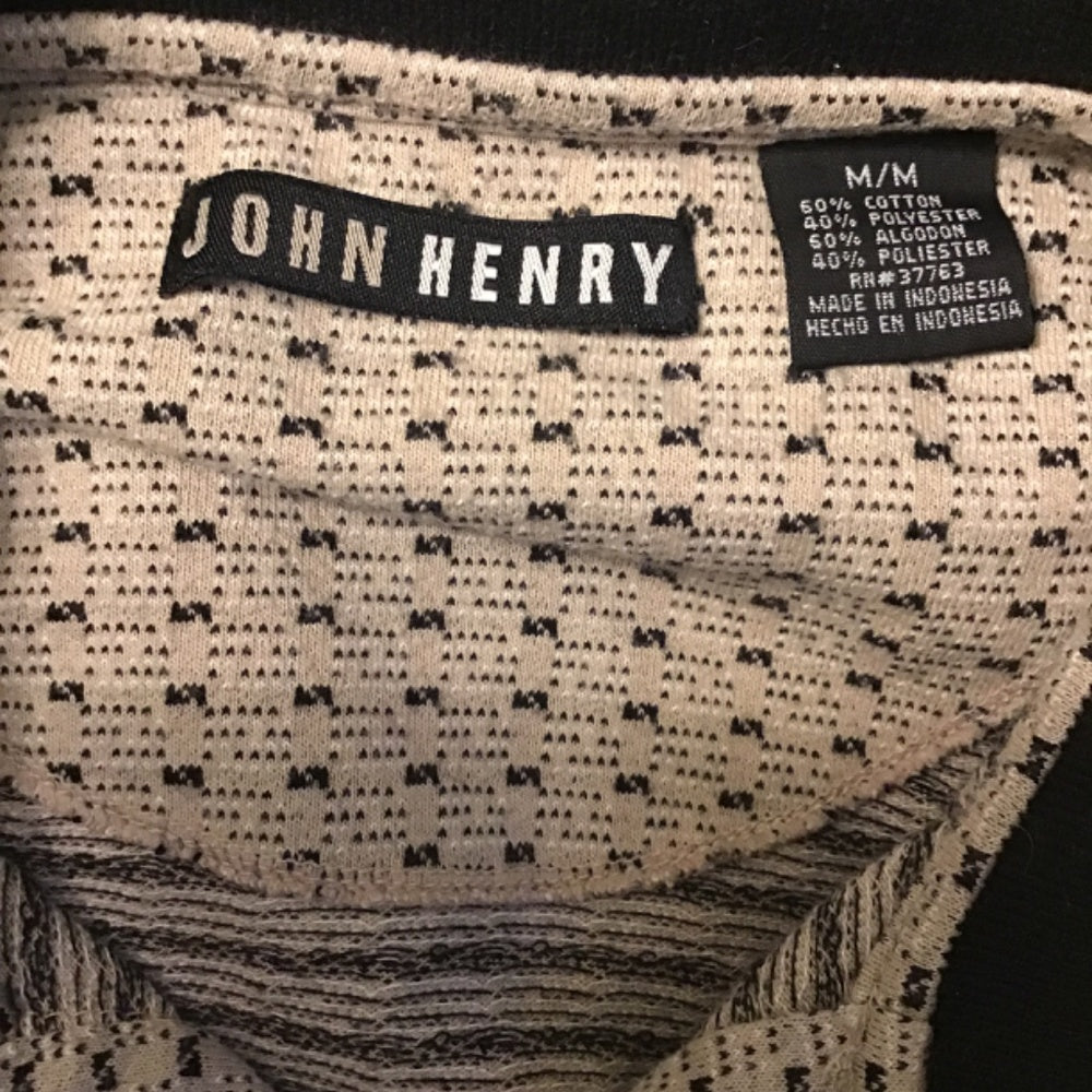 John Henry short sleeve Man shirt tan with black size M