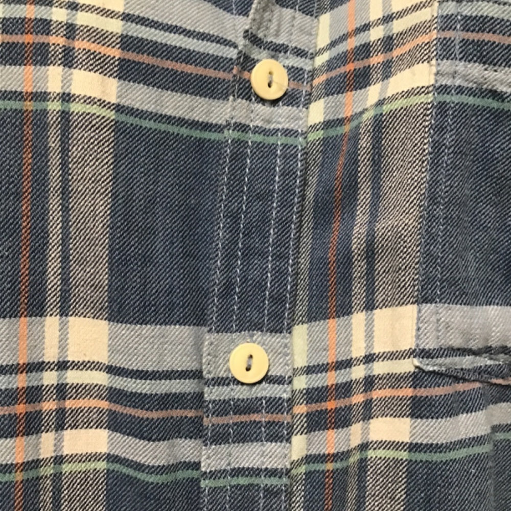 LOB plaid mans long sleeve blue shirt size L 100% cotton