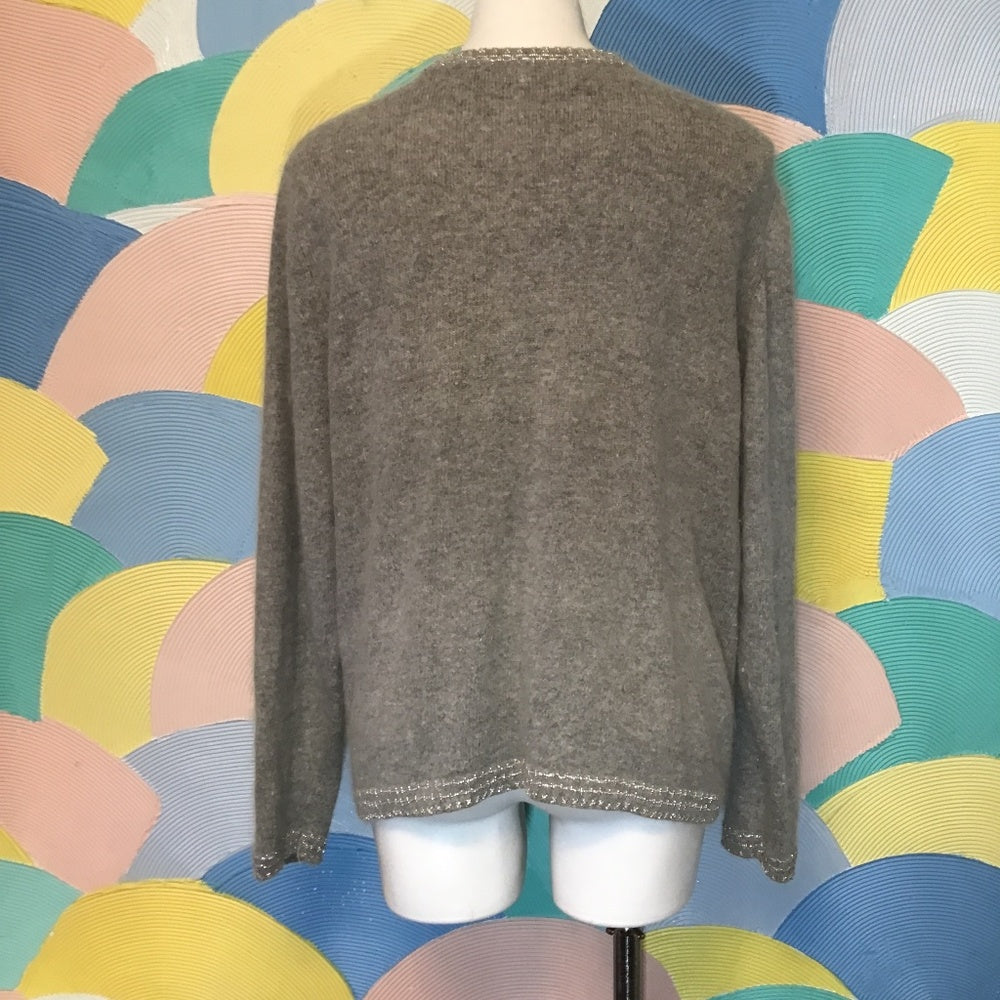 Urban Works glass beaded Angora gray sweater size 2X