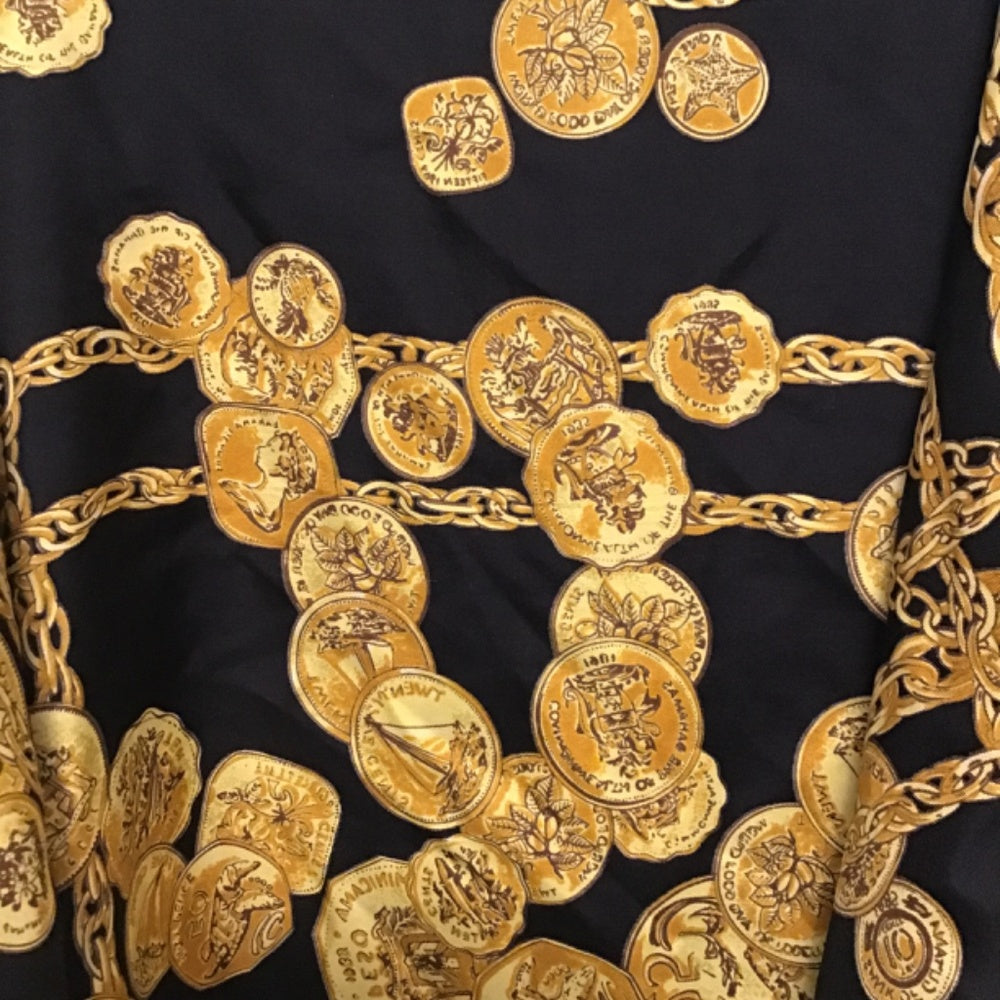 Franklin mint Gold coins and chains Scarf 100% silk