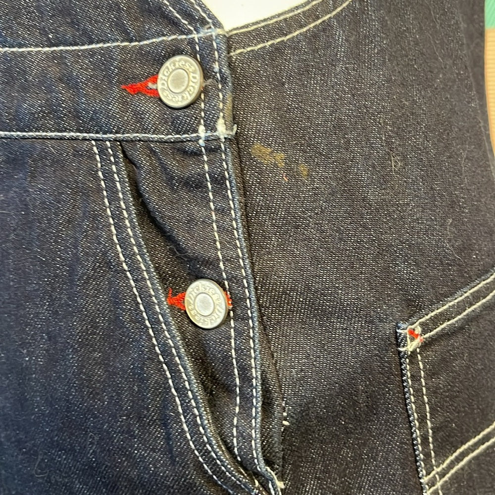 Dickies overall denim dress size medium red dark denim