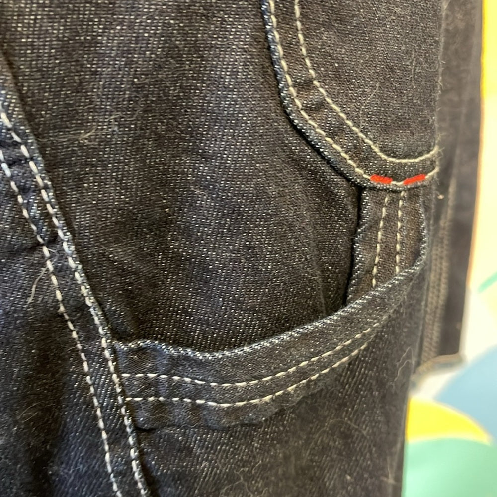 Dickies overall denim dress size medium red dark denim