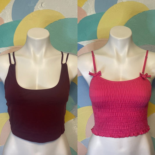 Bundle 2 tank tops pink and maroon crop tops