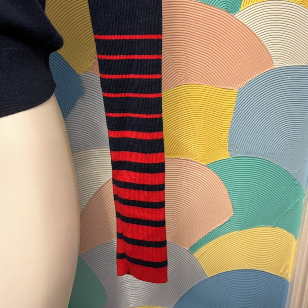 Tommy Hilfiger Denim Sweater Size M navy blue  red long sleeve stretchy midriff