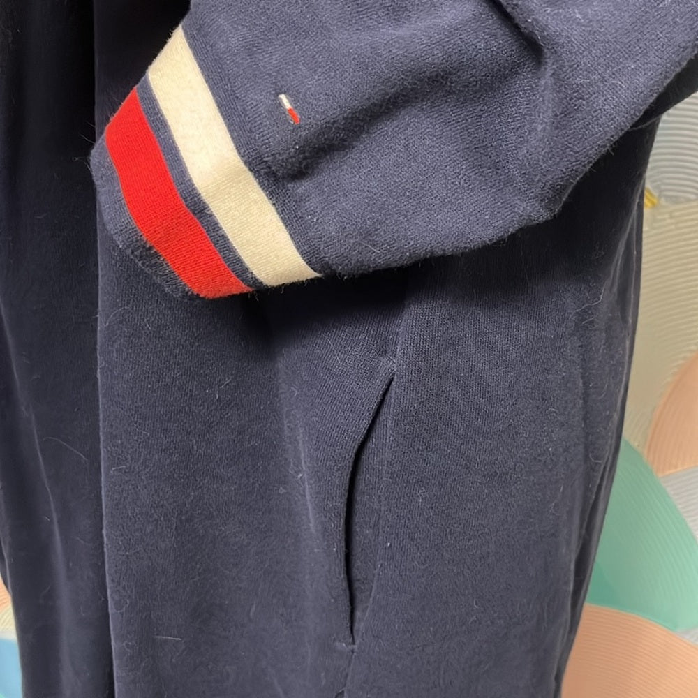 Tommy Hillinger sweatshirt dress with pockets long sleeves navy blue red white L