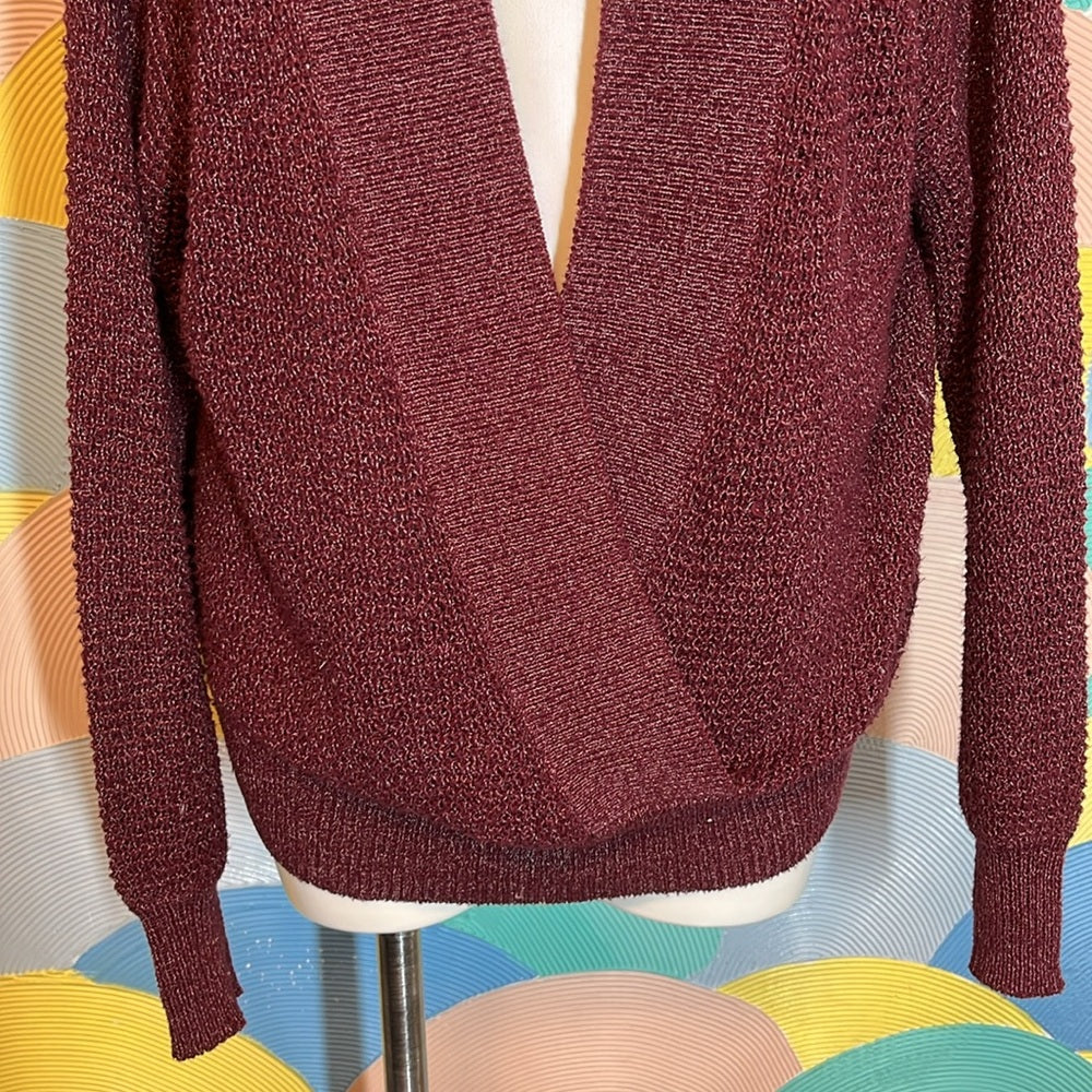 Urban outfitters BDG maroon knit sweater sz M v-neck long sleeves cotton