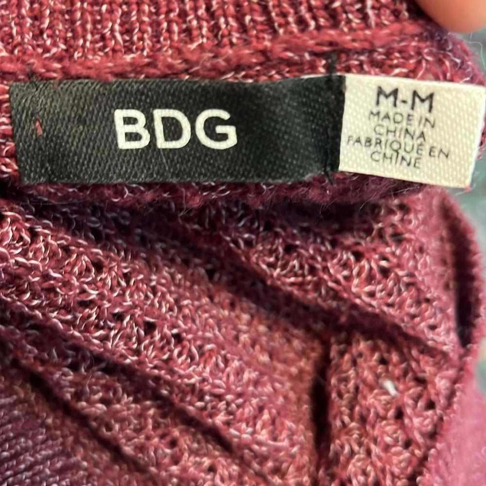 Urban outfitters BDG maroon knit sweater sz M v-neck long sleeves cotton