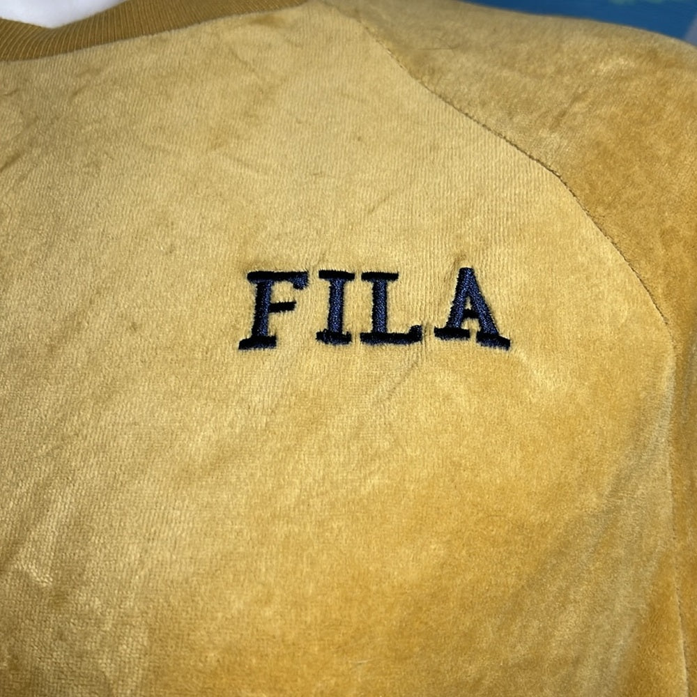Fila mustard yellow velvet sweatshirt long sleeve pullover