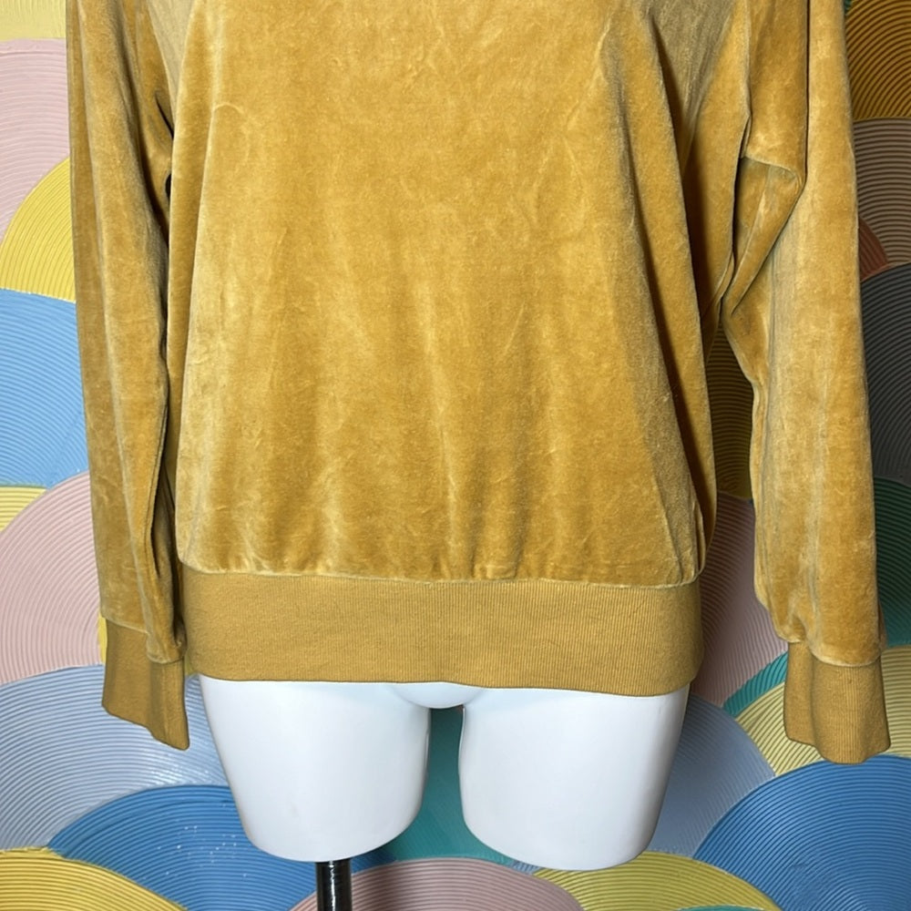 Fila mustard yellow velvet sweatshirt long sleeve pullover