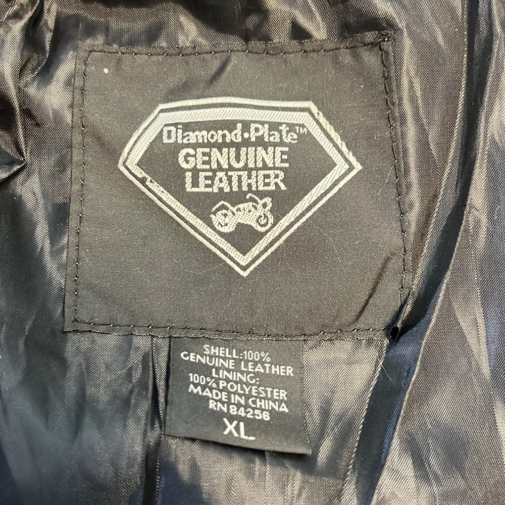 Diamond plate genuine leather patch girls love to have fun vintage XL motorcycle