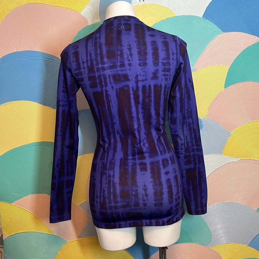 Under Armour small petite fitted coldgear purple tiedye stretch warm Long sleeve