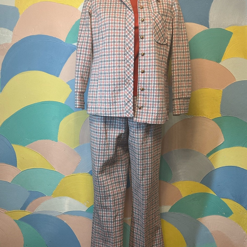 Vintage handmade 70s one of Kind pants skirt blazer and red turtle neck